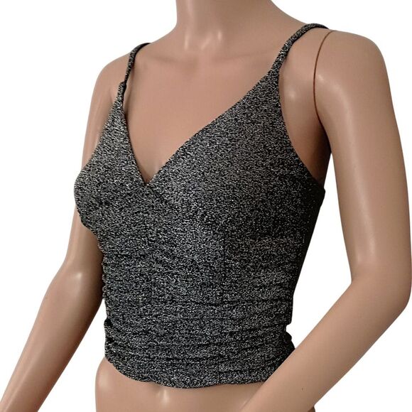 Y2K Coquette Ruched Tank Top XS Crop Corset Cami Goth Glittery Fairy Whimsigoth - Picture 5 of 16